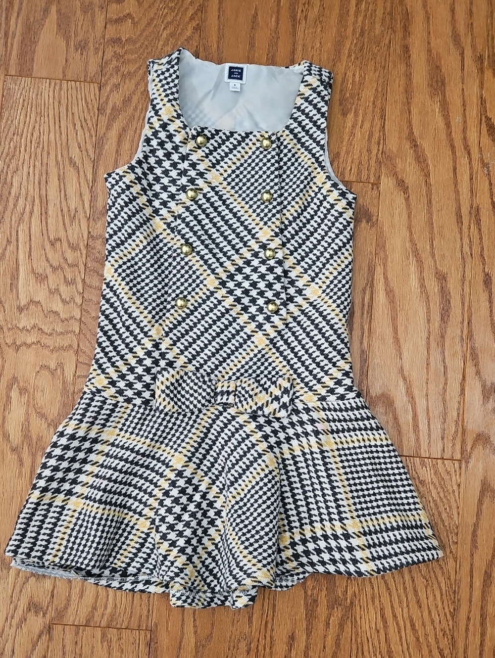 Janie and Jack Girls Plaid Houndstooth Tweed Dress Size 6
